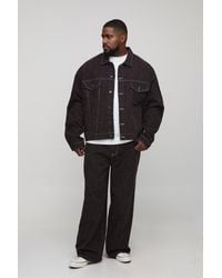 BoohooMAN - Plus Textured Denim Boxy Oversized Jean Jacket - Lyst