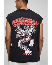 BoohooMAN - Oversized Extended Neck Washed Ofcl Dragon Graphic Tank - Lyst
