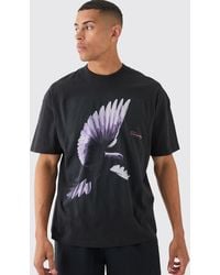 BoohooMAN - Oversized Extended Neck Dove Graphic T-shirt - Lyst
