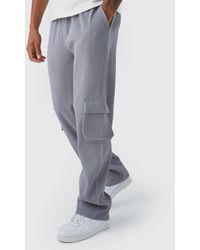 BoohooMAN - Tall Elastic Waist Relaxed Fit Cargo Pleated Trouser - Lyst