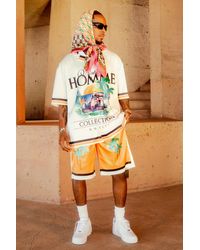 BoohooMAN - Toosii Boxy Oversized Satin Graphic Shirt And Shorts - Lyst