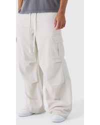BoohooMAN - Extreme Baggy Fit Cargo Trousers In Ecru - Lyst