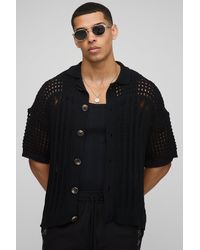 BoohooMAN - Regular Fit Open Stitch Knitted Shirt - Lyst