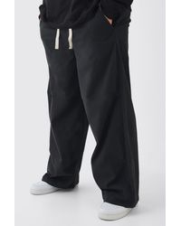 BoohooMAN - Plus Baggy Fit Elasticated Waist Contrast Drawcord Trousers - Lyst