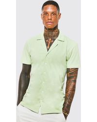 BoohooMAN - Short Sleeve Revere Slim Jersey Shirt - Lyst