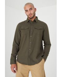 BoohooMAN - Brave Soul Cotton Brushed Flannel Long Sleeve Shirt - Lyst