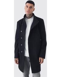 Boohoo - Tall Mantel in Wolloptik mit Trichterkragen - Lyst