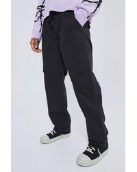BoohooMAN - Elasticated Waist Relaxed Fit Cargo Trouser - Lyst