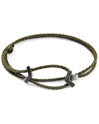 BoohooMAN - Anchor & Crew William Silver And Rope Skinny Bracelet - Lyst