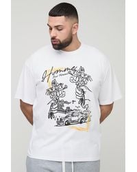 BoohooMAN - Plus Oversized Homme Floral Moto Print T-shirt - Lyst