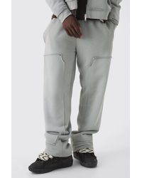 BoohooMAN - Relaxed Applique Distressed Carpenter Brushback Joggers - Lyst