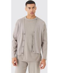 BoohooMAN - Boxy Fit Knitted Cardigan - Lyst