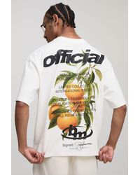 BoohooMAN - Kastiges Oversize T-Shirt in Ecru mit Official Fruit Print - Lyst