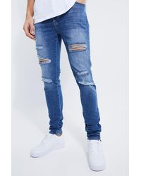 BoohooMAN - Tall Skinny Stretch Ripped Jean With Zip Hem - Lyst