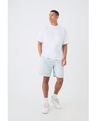 BoohooMAN - Man Oversized Extended Neck T-shirt And Jacquard Shorts Set - Lyst
