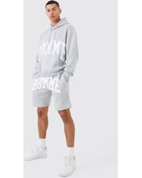 BoohooMAN - Oversized Boxy Homme Hooded Short Tracksuit - Lyst