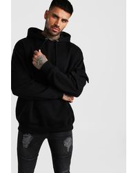 BoohooMAN Oversized Utility Hoodie With Sleeve Pocket - Black