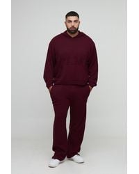 BoohooMAN - Plus Ofclman Oversized Boxy Knitted Hoodie & Regular Fit Jogger Tracksuit - Lyst