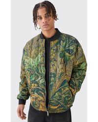 BoohooMAN - Square Quilted Tapestry Short & Bomber Jacket Set - Lyst