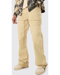 BoohooMAN - Tall Fixed Waist Washed Relaxed Raw Edge Twill Flare Trouser - Lyst