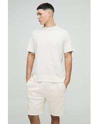 Boohoo - Regular Fit Bm Signature T-Shirt & Short Set - Lyst