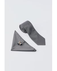 Boohoo - Slim Tie, Pocket Square And Cuff Links Set In Black - Lyst