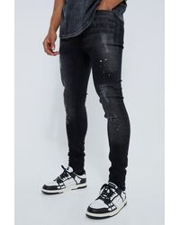 BoohooMAN - Super Skinny Distressed Paint Splat Jeans - Lyst