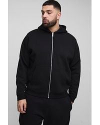 Boohoo - Sudadera Plus Básica Con Capucha Y Cremallera De 330G/M2 - Lyst