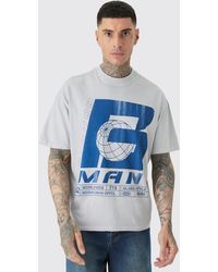 BoohooMAN - Tall Oversized 'b' T-shirt In Grey - Lyst
