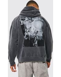 Boohoo - Oversized Washed Renaissance Graphic Hoodie - Lyst