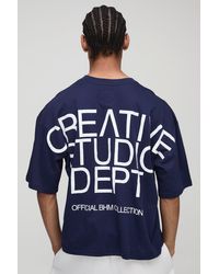 BoohooMAN - Kastiges Oversize T-Shirt mit Creative Studio Dept Print - Lyst