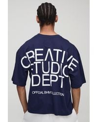 BoohooMAN - Oversized Boxy Over The Seam Creative Studio Dept Graphic T Shirt - Lyst