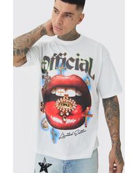 BoohooMAN - Tall Official Lips Print Oversized T-Shirt - Lyst