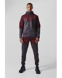 Boohoo - Active Colour Block Funnel Hooded Tracksuit - Lyst