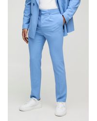 Boohoo - Straight Fit Pleat Front Fixed Waistband Suit Pants - Lyst