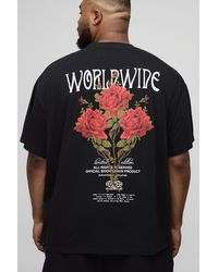 BoohooMAN - Plus Oversize T-Shirt mit floralem Worldwide-Print - Lyst