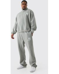 BoohooMAN - Plus Oversized Boxy B 1/4 Zip Stacked Tracksuit - Lyst