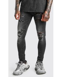 super skinny coloured bandana ripped jeans