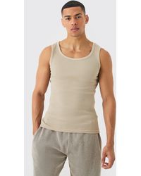 BoohooMAN - Ribbed Muscle Fit Tank - Lyst