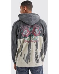 BoohooMAN - Oversized Bleached Overdye Graphic Hoodie - Lyst