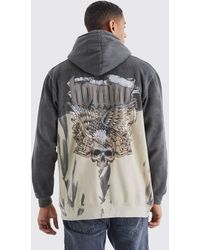 BoohooMAN - Oversized Bleached Overdye Graphic Hoodie - Lyst