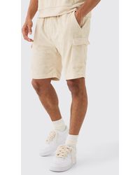 BoohooMAN - Loose Fit Mid Towelling Cargo Shorts - Lyst