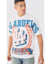 BoohooMAN - Oversized Over Seams Varsity Graphic T-shirt - Lyst