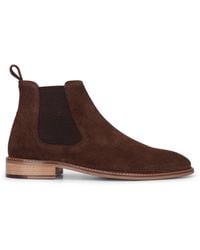 BoohooMAN - Infinity Leather Suede Leather Slip-on Chelsea Ankle Boots - Lyst