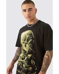 BoohooMAN - Oversized Van Gogh Skull License T-shirt - Lyst