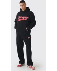 BoohooMAN - Oversized Homme Printed Varsity Hooded Tracksuit - Lyst