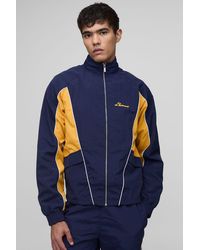 BoohooMAN - Regular Fit Crinkle Nylon Panelled Track Jacket - Lyst