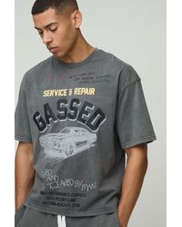 BoohooMAN - Oversized Boxy Stone Wash Western Graphic T-Shirt - Lyst