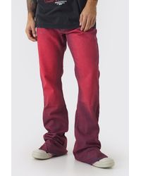 BoohooMAN - Slim Rigid Flared Stacked Red Tinted Jeans - Lyst