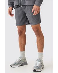 BoohooMAN - Textured Satin Smart Shorts - Lyst
